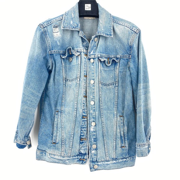Madewell Jackets & Blazers - Madewell Oversized Distressed Denim Jacket Size XS Style C5791